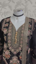 Black Embroidered Pakistani 3 Piece Suit – Luxury Eid Festive Wear