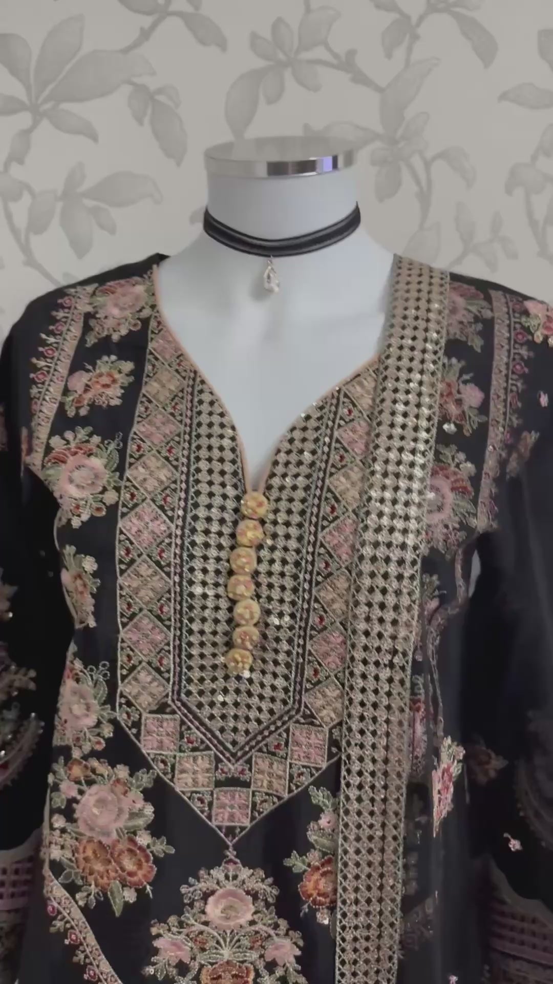 Black Embroidered Pakistani 3 Piece Suit – Luxury Eid Festive Wear