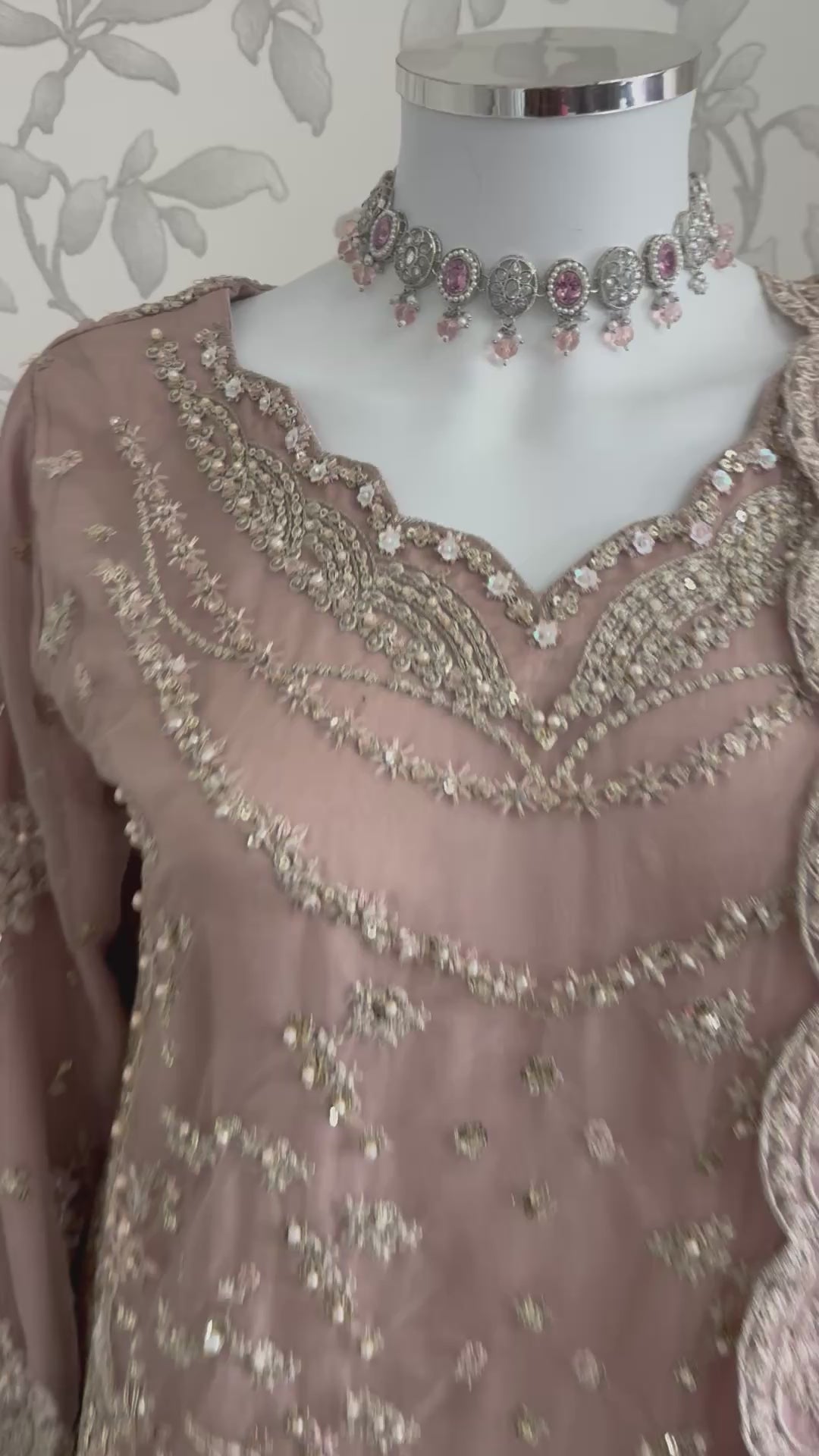 SERENE Blush Pink Embroidered Sharara Suit | Pakistani Designer Wedding Dress