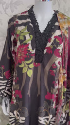 M Prints inspired Embroidered 3-Piece Suit | Pakistani Designer Dress