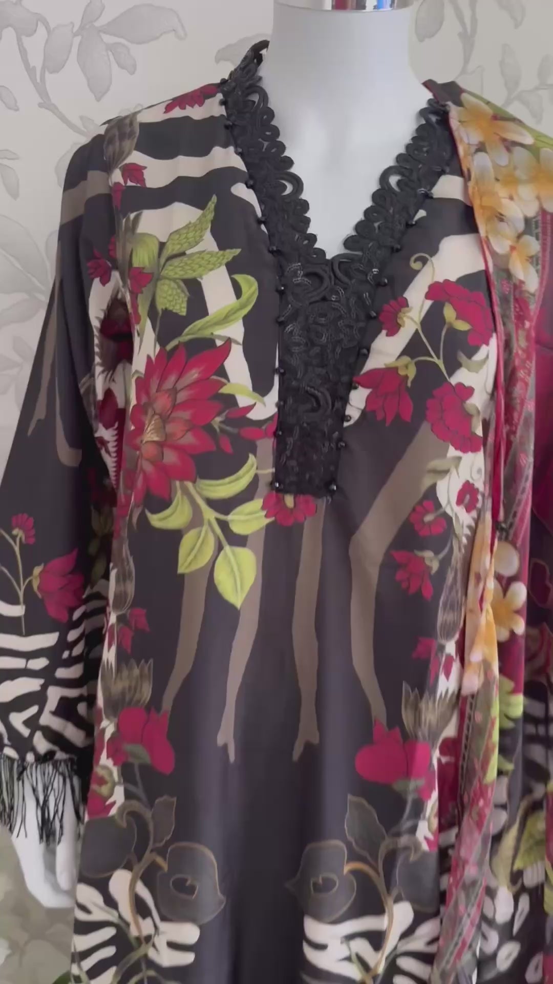 M Prints inspired Embroidered 3-Piece Suit | Pakistani Designer Dress