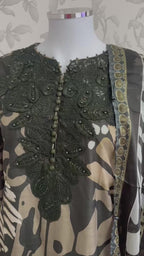 M Prints inspired Embroidered 3-Piece Suit | Pakistani Designer Dress