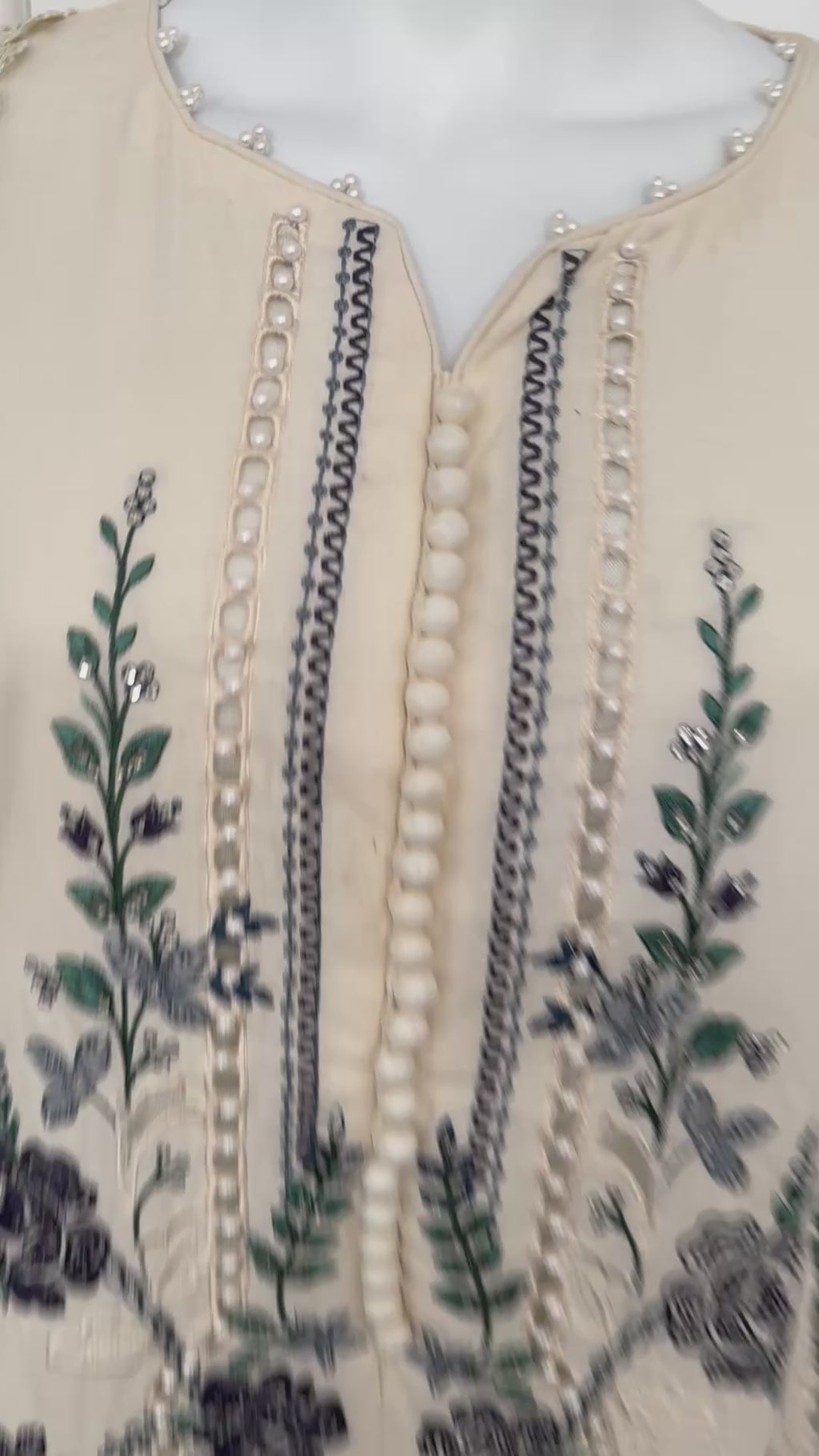 Azure Bloom Luxury Embroidered Suit – 3 Piece Collection